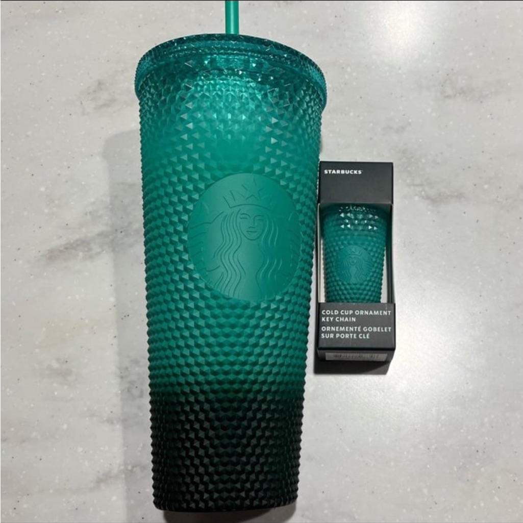 Starbucks Studded Tumbler Waxberry Green Venti Keychain Set